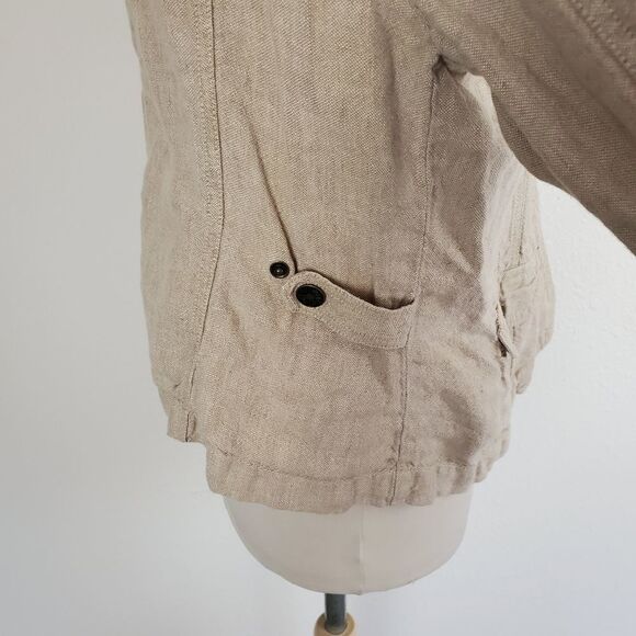 J jill trucker style tan linen jacket - Picture 6 of 8